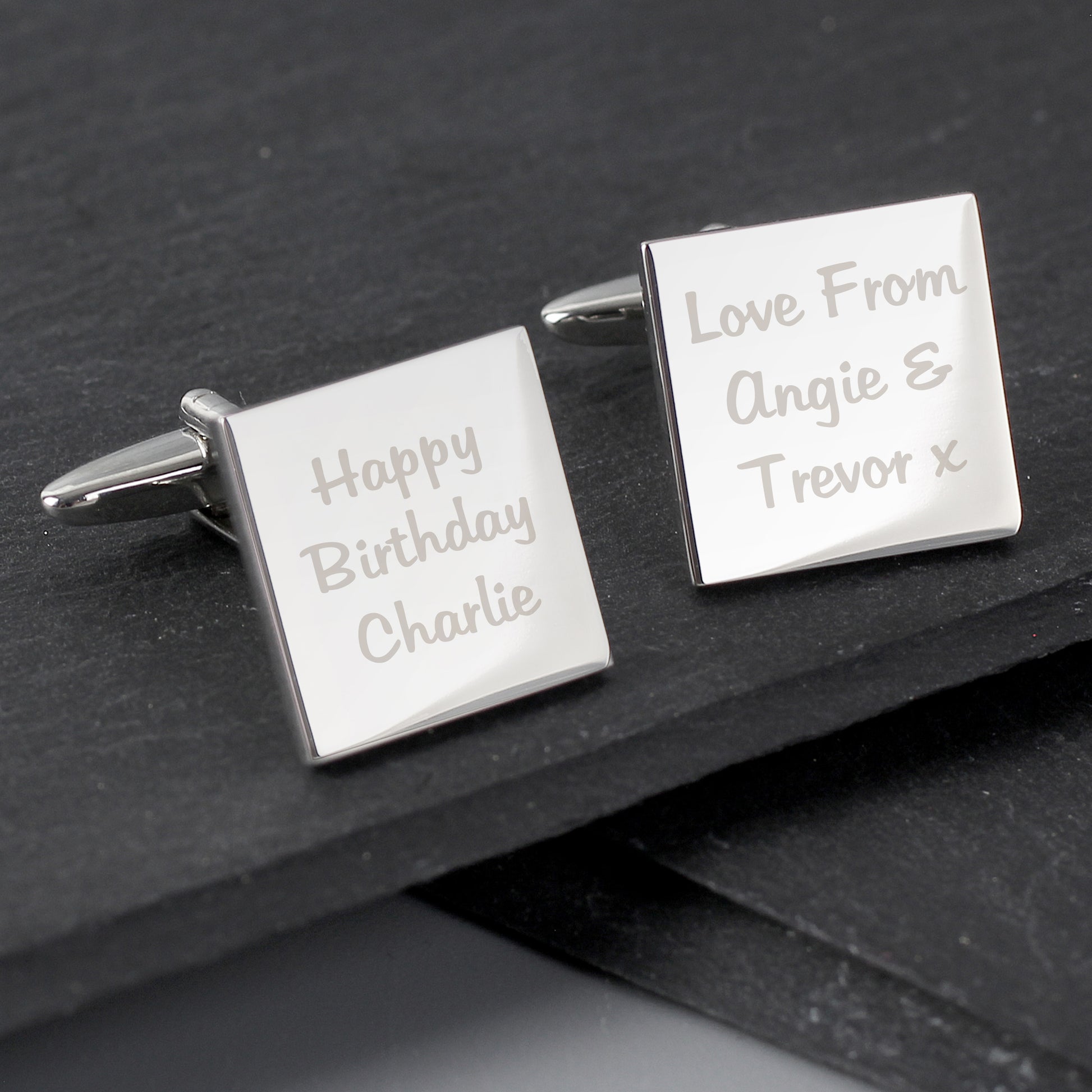 Personalised Any Message Square Cufflinks - 3 lines from Heartfelt Gifts