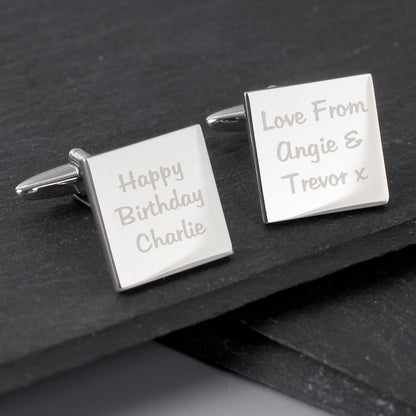Personalised Any Message Square Cufflinks - 3 lines from Heartfelt Gifts