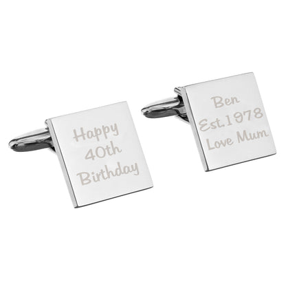 Personalised Any Message Square Cufflinks - 3 lines - image 2
