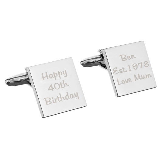 Personalised Any Message Square Cufflinks - 3 lines - image 2