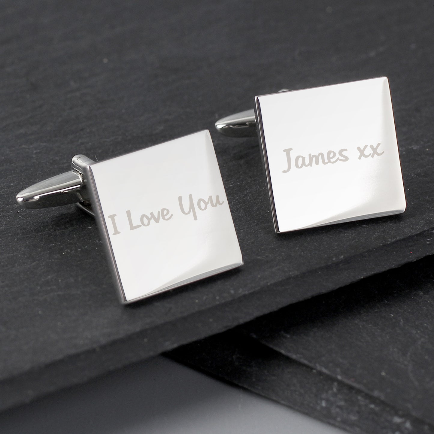 Personalised Any Message Square Cufflinks - 1 line from Heartfelt Gifts