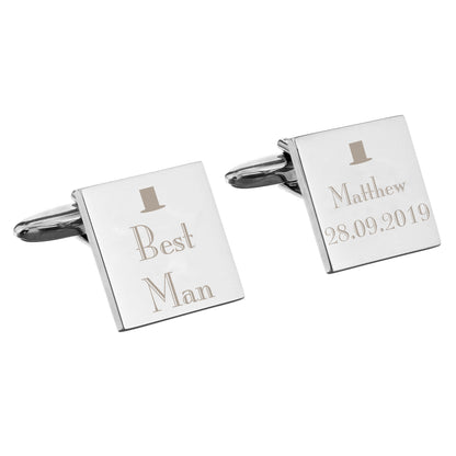 Personalised Decorative Wedding Best Man Square Cufflinks - image 2