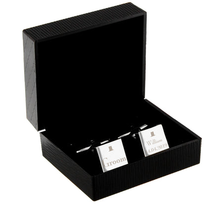 Personalised Decorative Wedding Groom Square Cufflinks - image 3