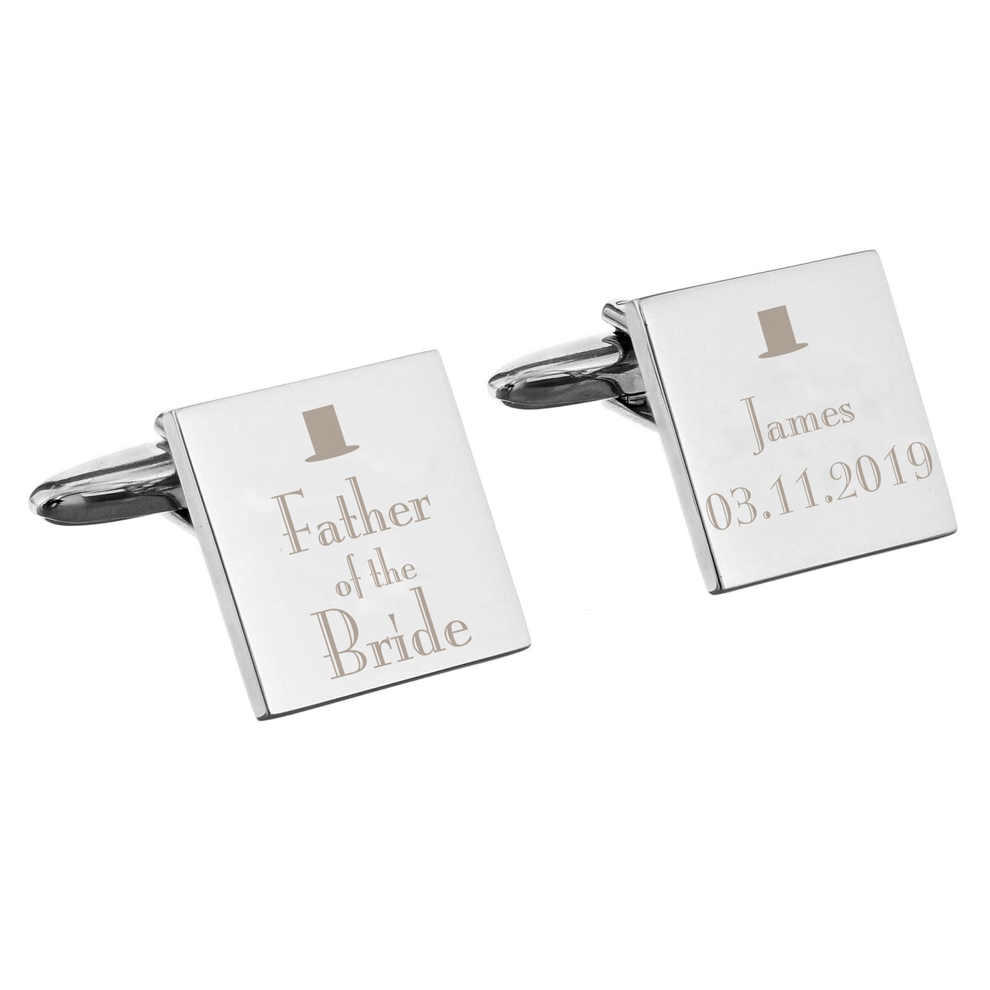Personalised Decorative Wedding Father of the Bride Square Cufflinks - image 2