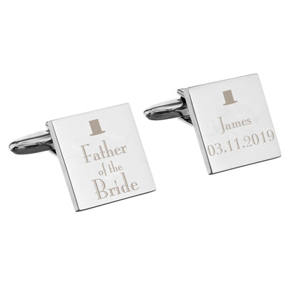 Personalised Decorative Wedding Father of the Bride Square Cufflinks - image 2