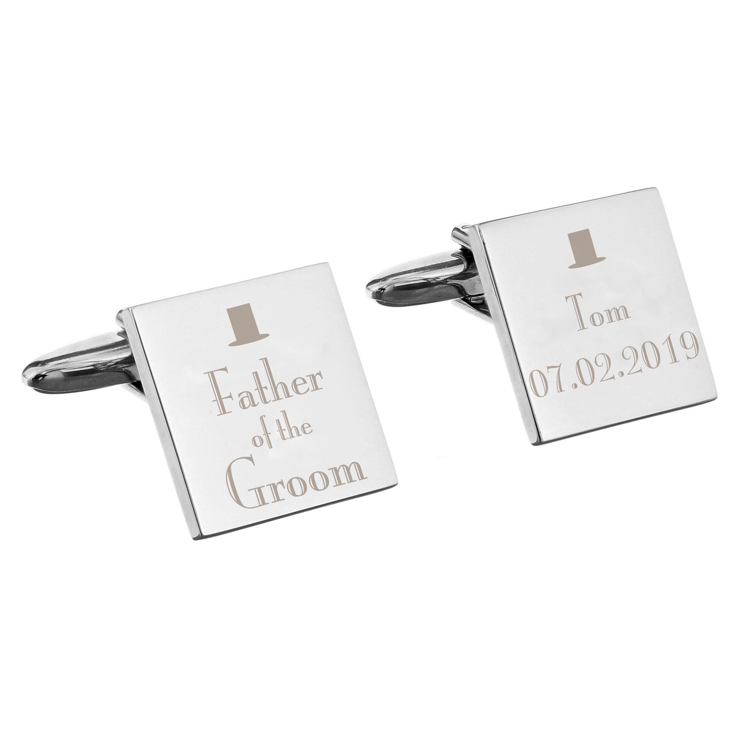 Personalised Decorative Wedding Father of the Groom Square Cufflinks - image 2