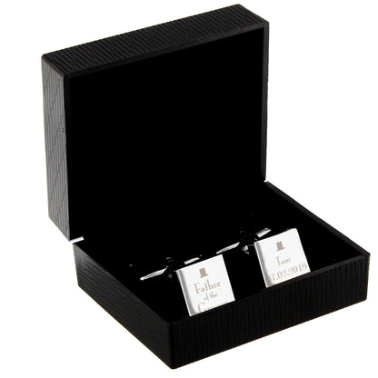 Personalised Decorative Wedding Father of the Groom Square Cufflinks - image 3