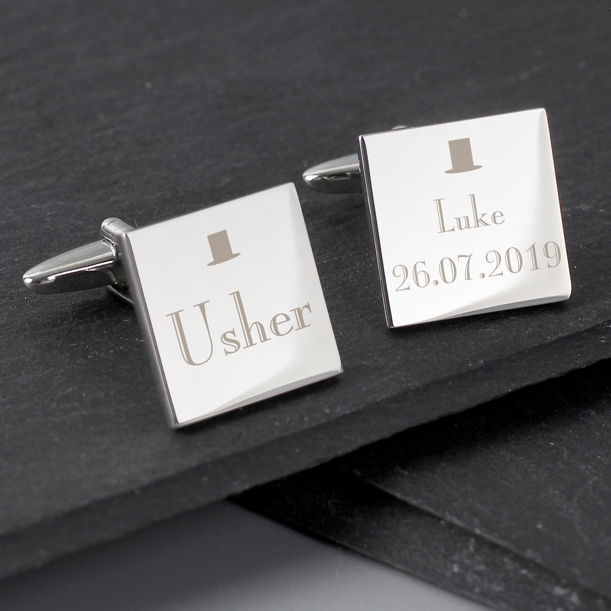Personalised Decorative Wedding Usher Square Cufflinks from Heartfelt Gifts