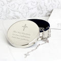 Personalised Rosary Beads and Cross Round Trinket Box from Heartfelt Gifts