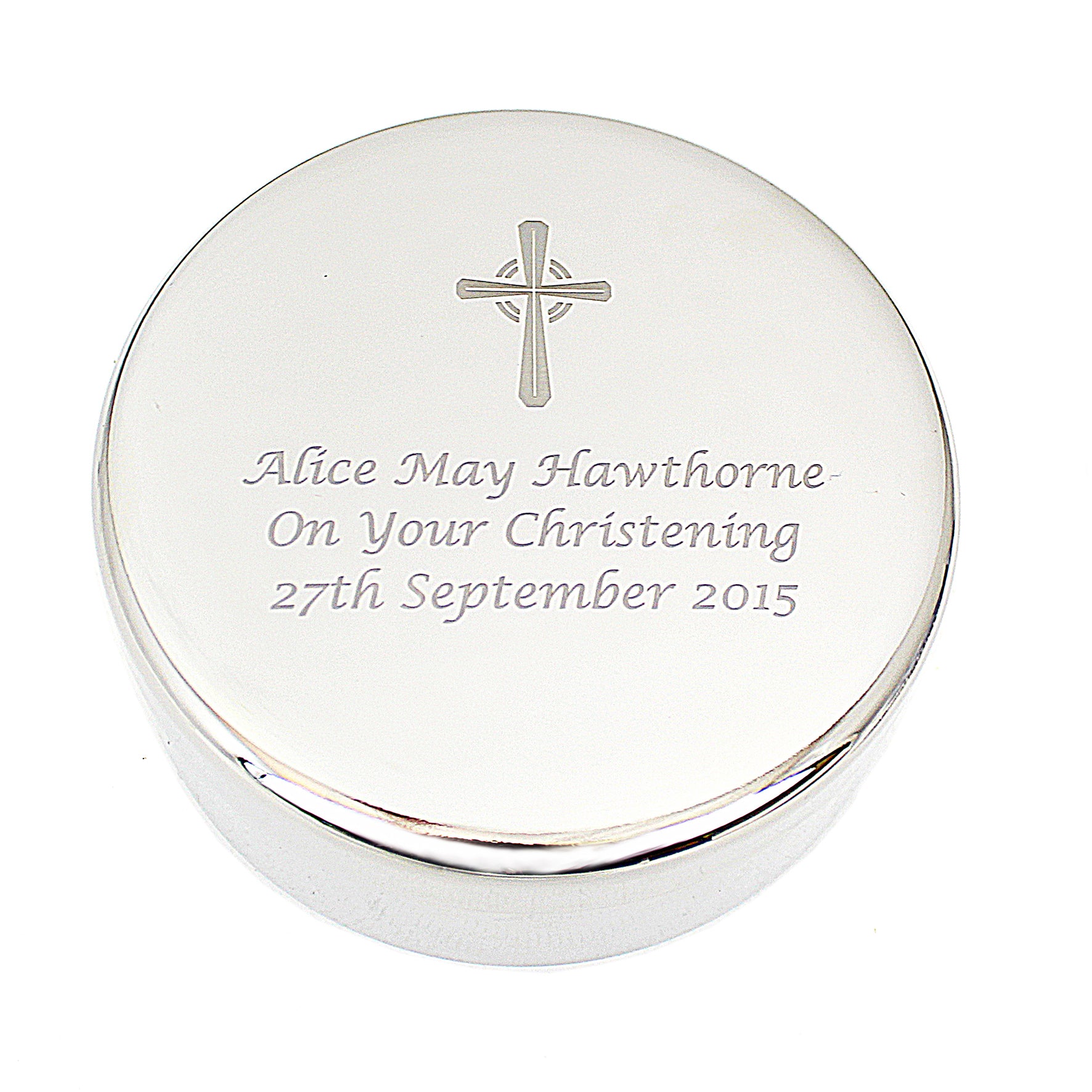 Personalised Rosary Beads and Cross Round Trinket Box - image 7