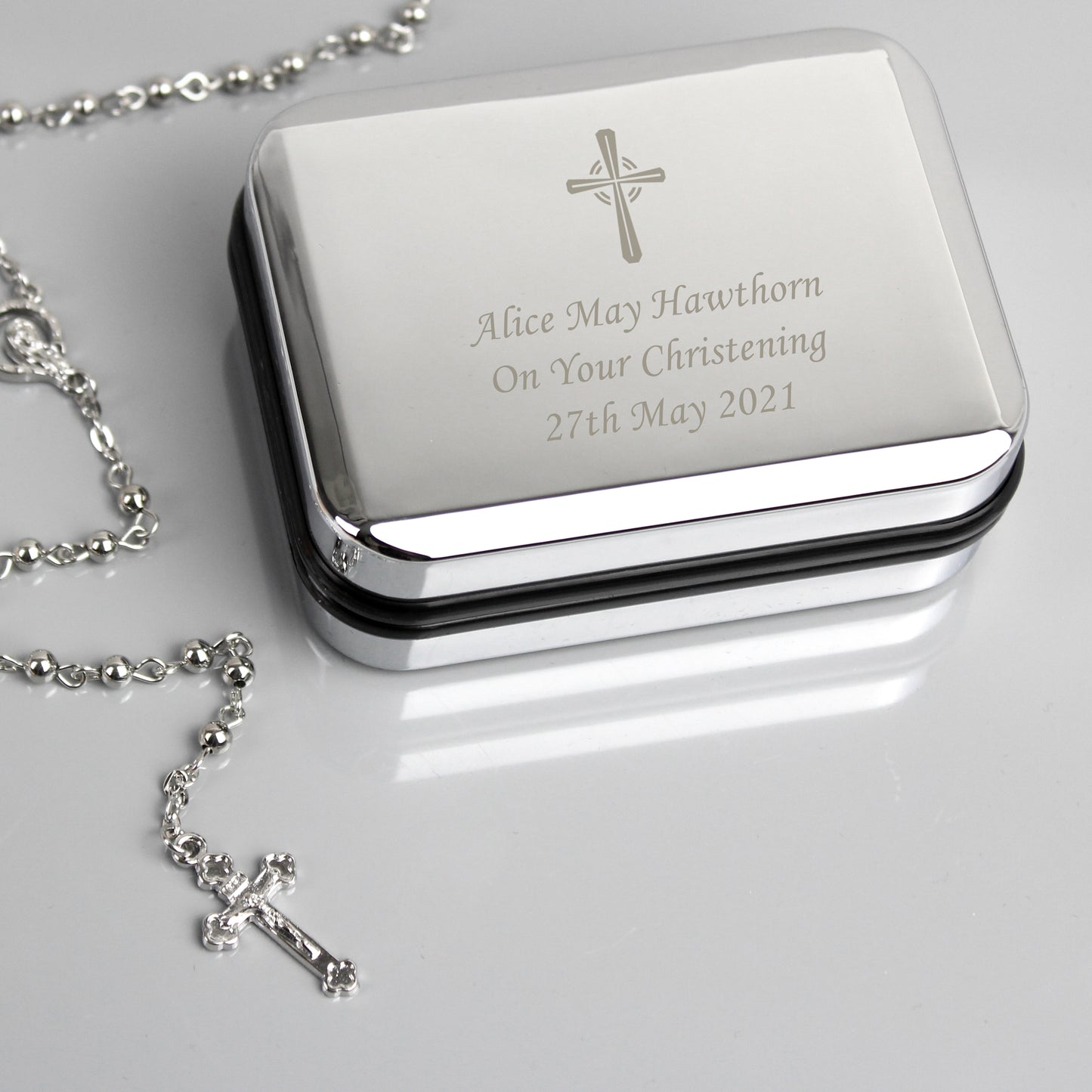 Personalised Rosary Beads and Cross Trinket Box - image 4