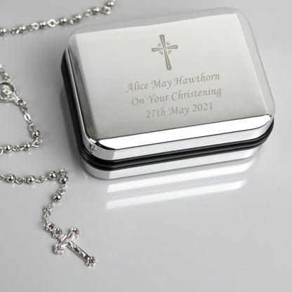 Personalised Rosary Beads and Cross Trinket Box - image 4