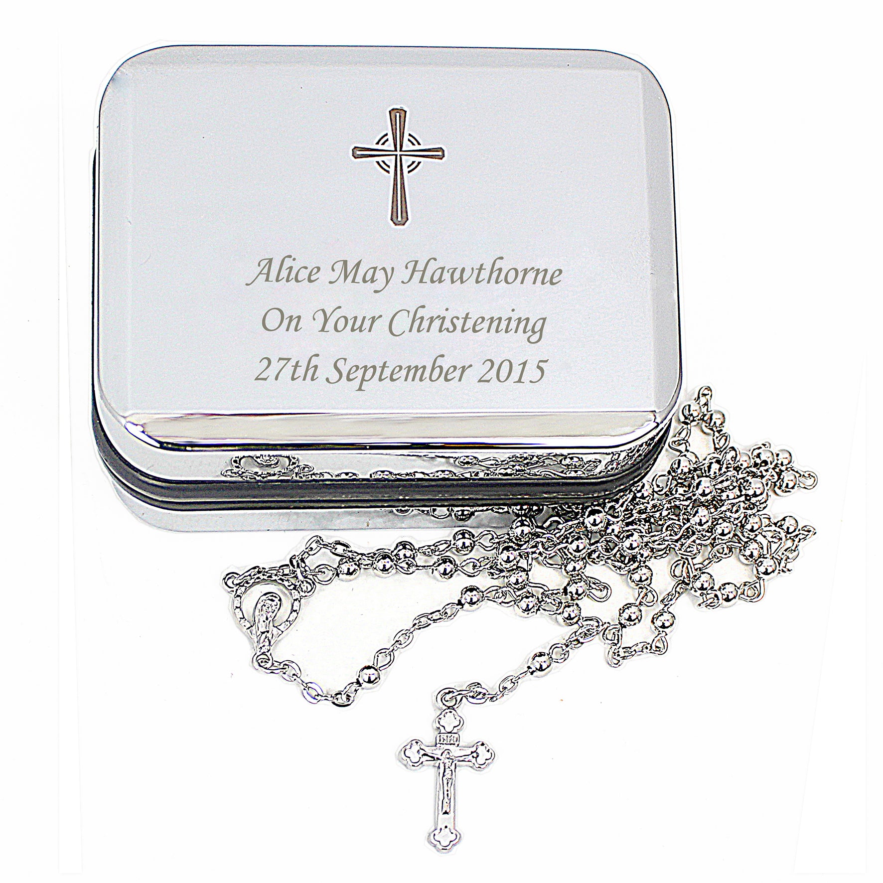 Personalised Rosary Beads and Cross Trinket Box - image 7