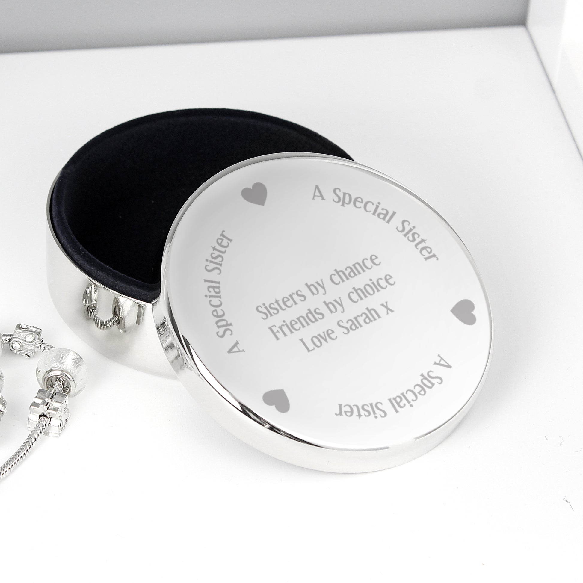 Personalised A Special Sister Round Trinket Box from Heartfelt Gifts
