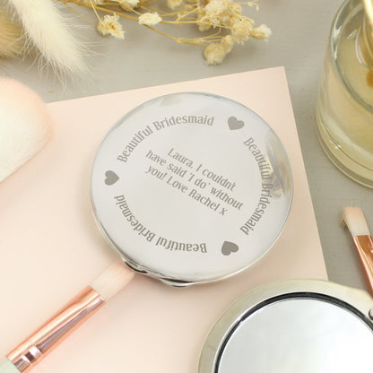 Personalised Beautiful Bridesmaid Compact Mirror from Heartfelt Gifts
