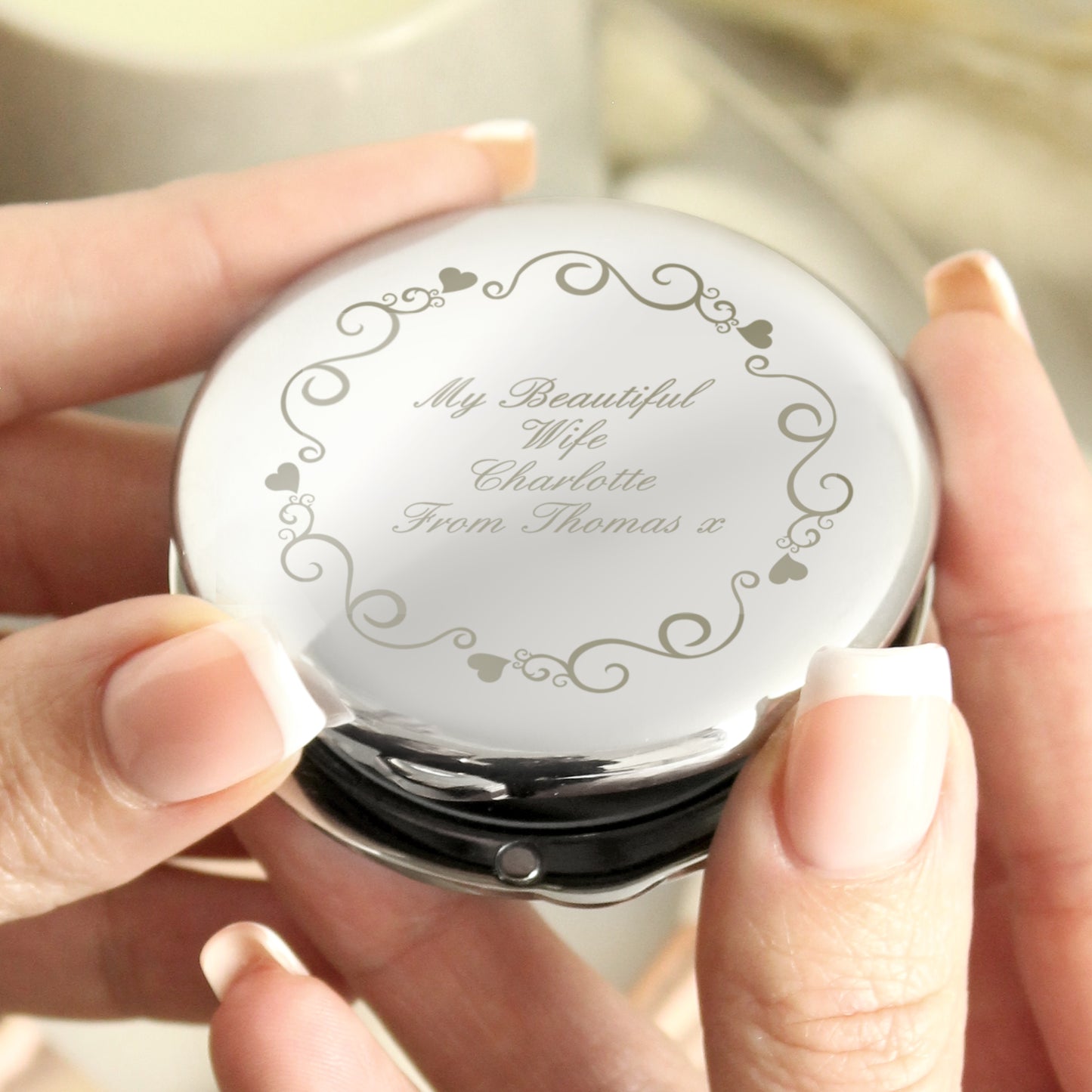 Personalised Ornate Heart Compact Mirror - image 7