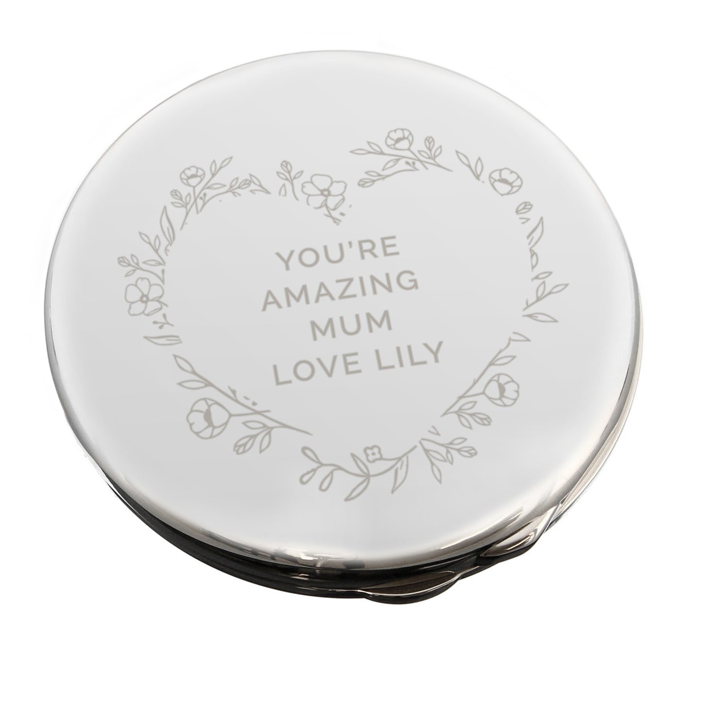 Personalised Floral Heart Compact Mirror - image 5