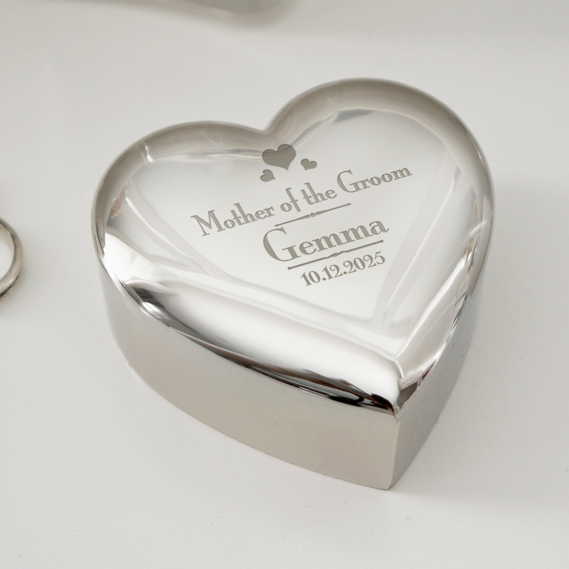 Personalised Decorative Wedding Mother of the Groom Heart Trinket Box from Heartfelt Gifts