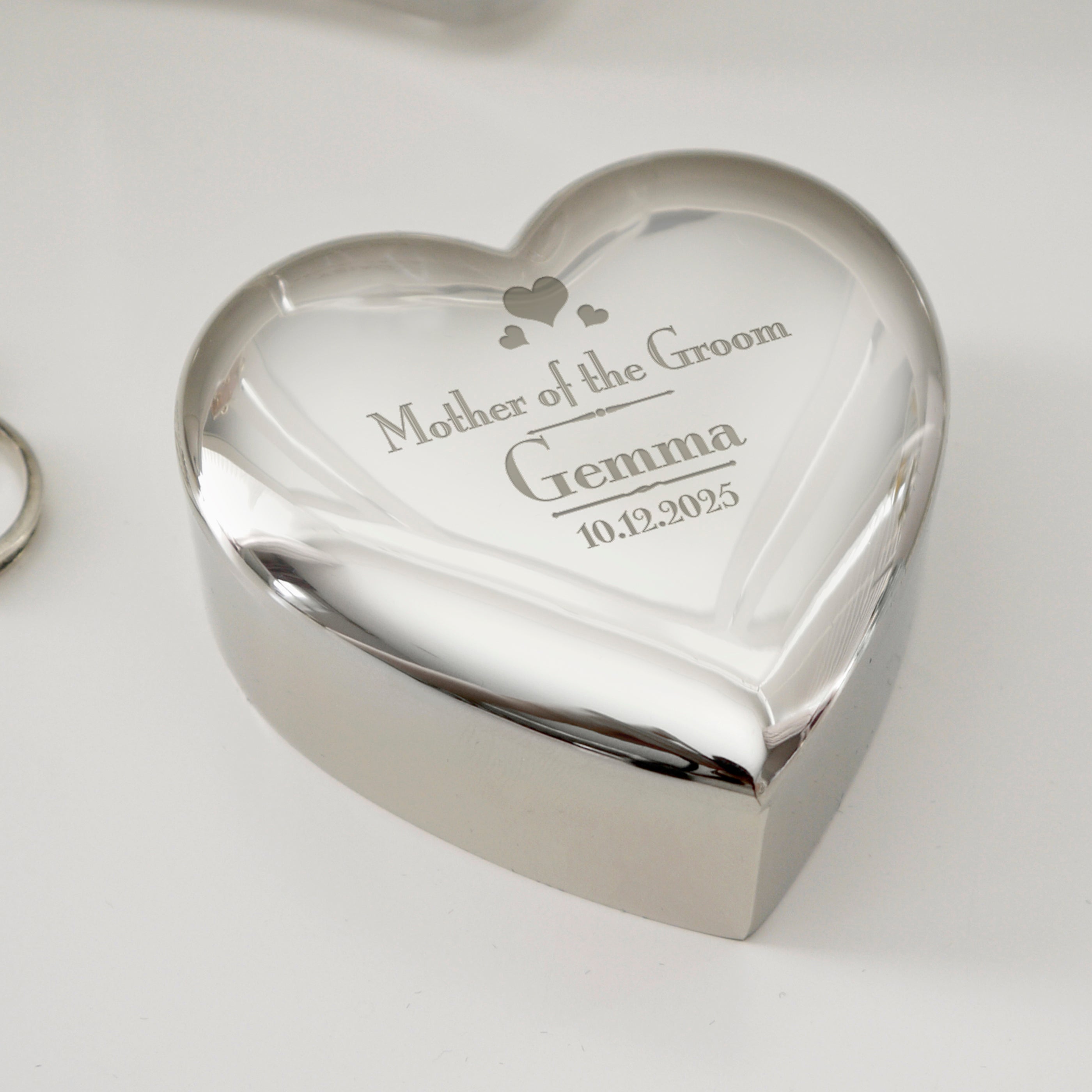 Personalised Decorative Wedding Mother of the Groom Heart Trinket Box from Heartfelt Gifts