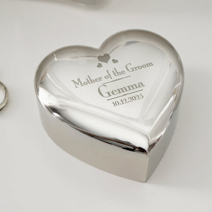 Personalised Decorative Wedding Mother of the Groom Heart Trinket Box from Heartfelt Gifts
