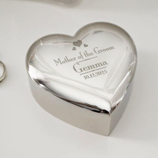 Personalised Decorative Wedding Mother of the Groom Heart Trinket Box from Heartfelt Gifts