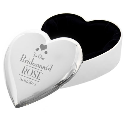 Personalised Decorative Wedding Bridesmaid Heart Trinket Box - image 5