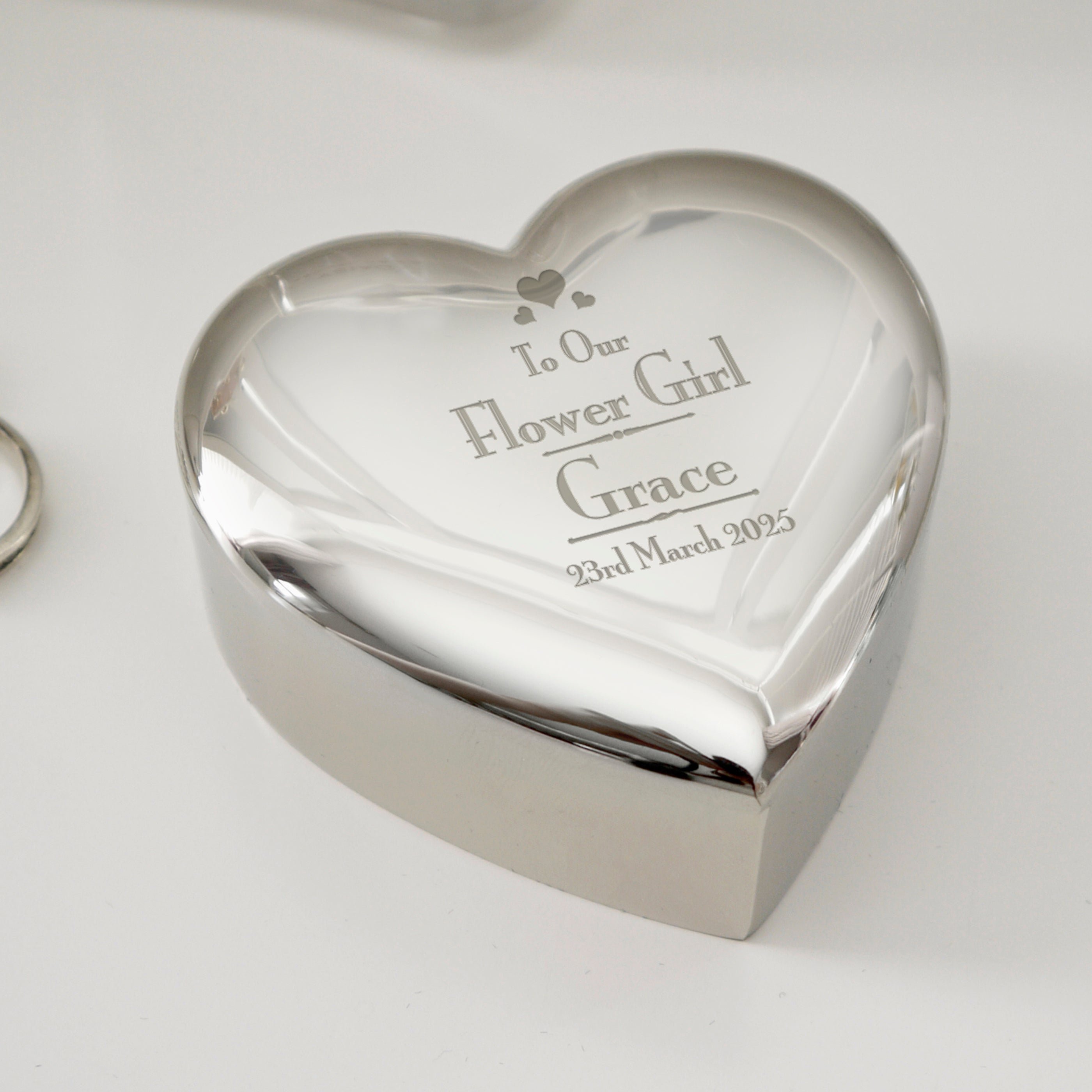 Personalised Decorative Wedding Flower Girl Heart Trinket Box from Heartfelt Gifts
