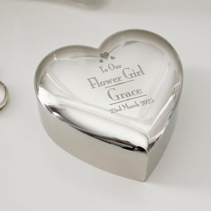 Personalised Decorative Wedding Flower Girl Heart Trinket Box from Heartfelt Gifts