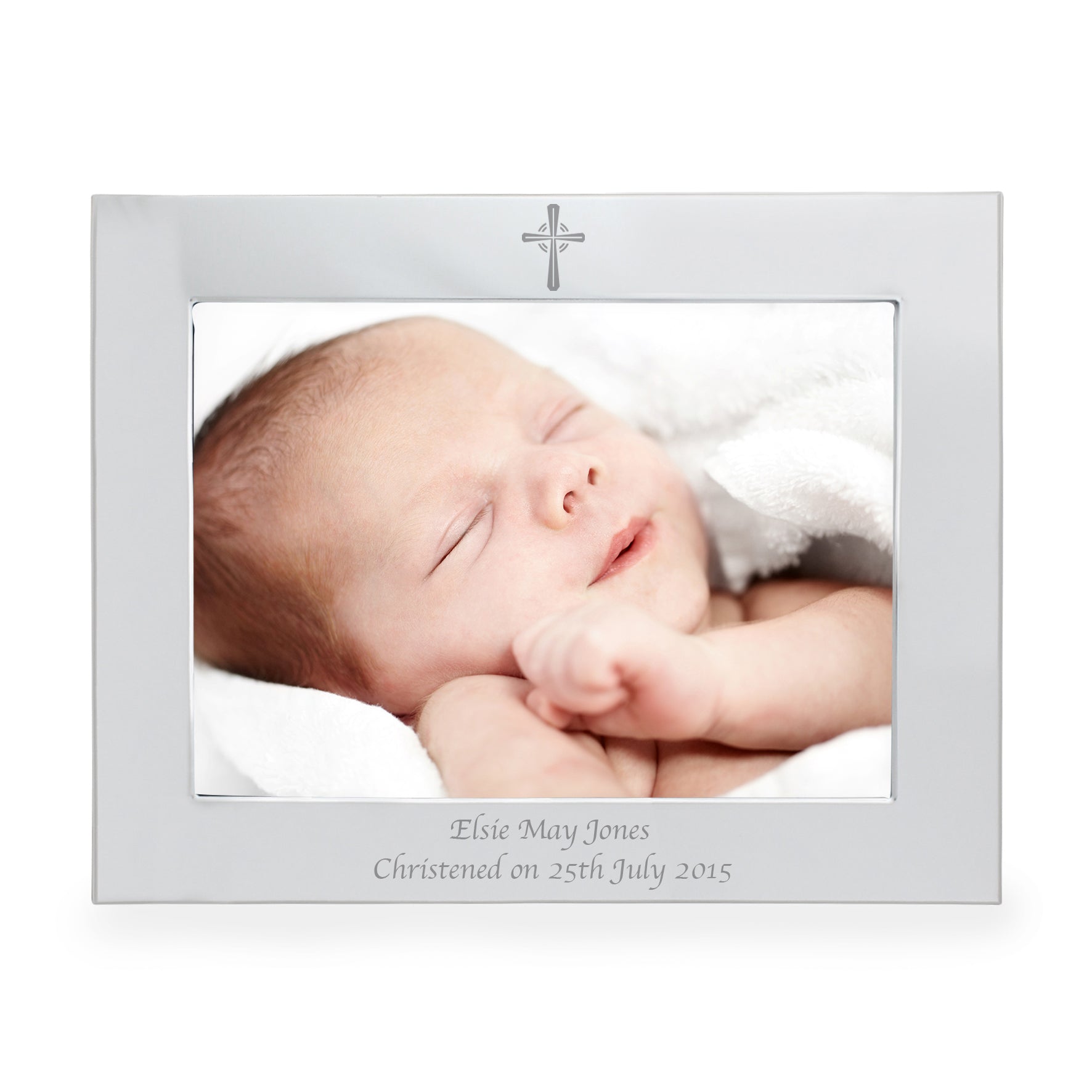 Personalised Silver 5x7 Landscape Cross Photo Frame - image 2