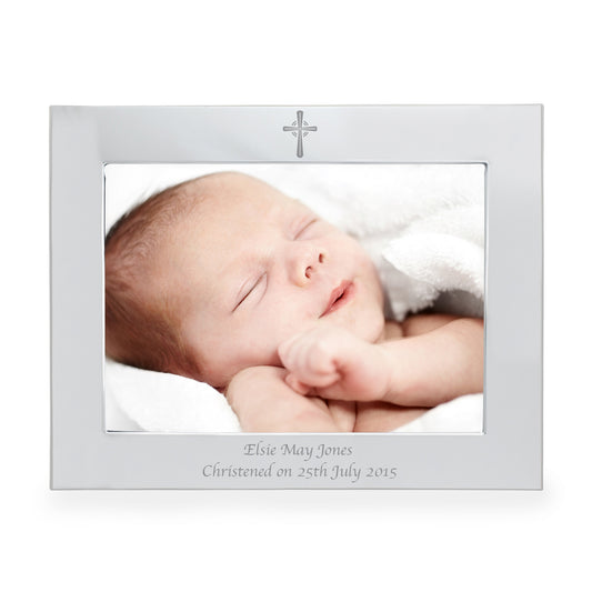 Personalised Silver 5x7 Landscape Cross Photo Frame - image 2