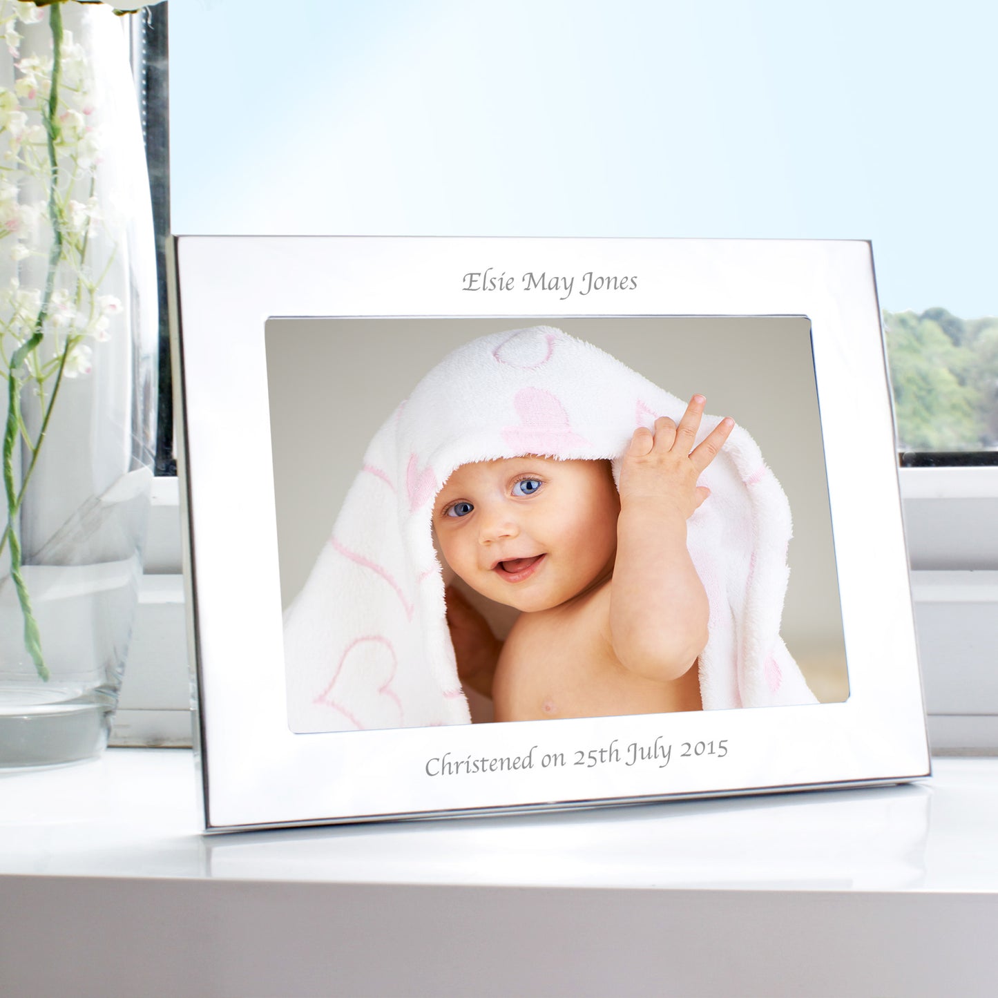 Personalised Silver 5x7 Landscape Photo Frame from Heartfelt Gifts