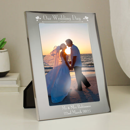 Personalised Silver 5x7 Decorative Our Wedding Day Photo Frame - image 4