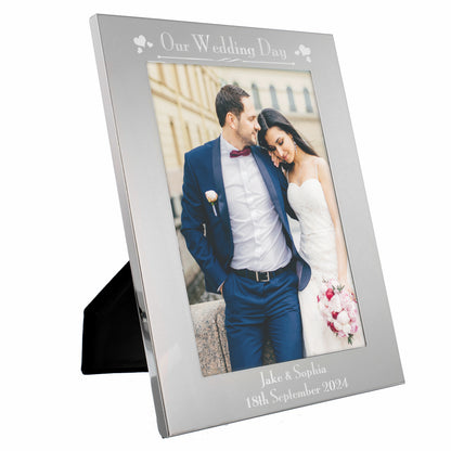 Personalised Silver 5x7 Decorative Our Wedding Day Photo Frame - image 5