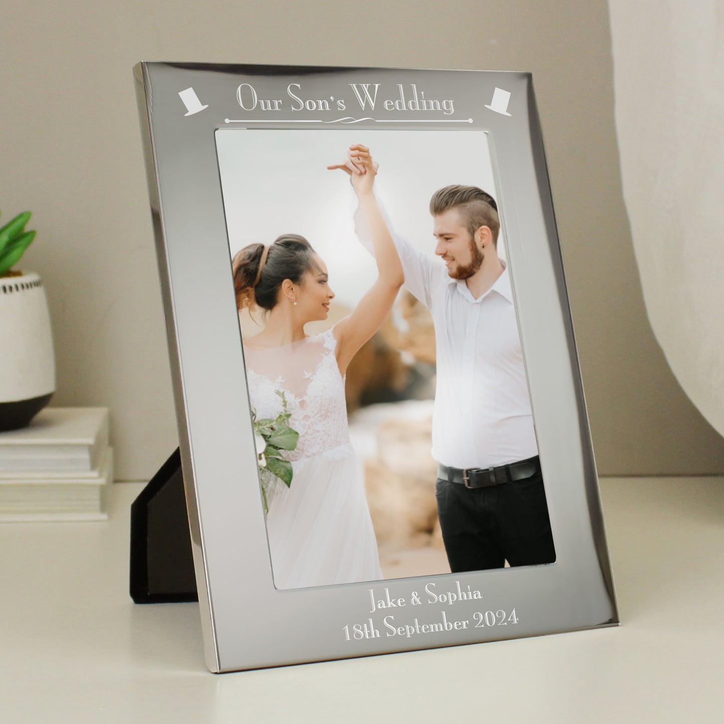 Personalised Silver 5x7 Decorative Our Sons Wedding Photo Frame from Heartfelt Gifts