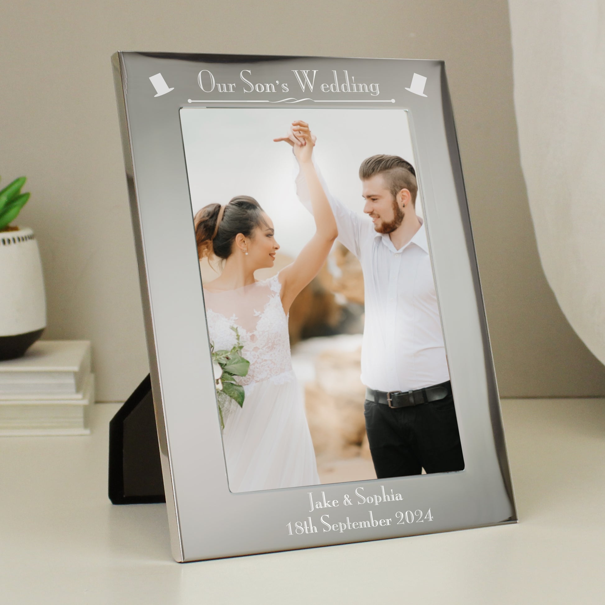 Personalised Silver 5x7 Decorative Our Sons Wedding Photo Frame from Heartfelt Gifts