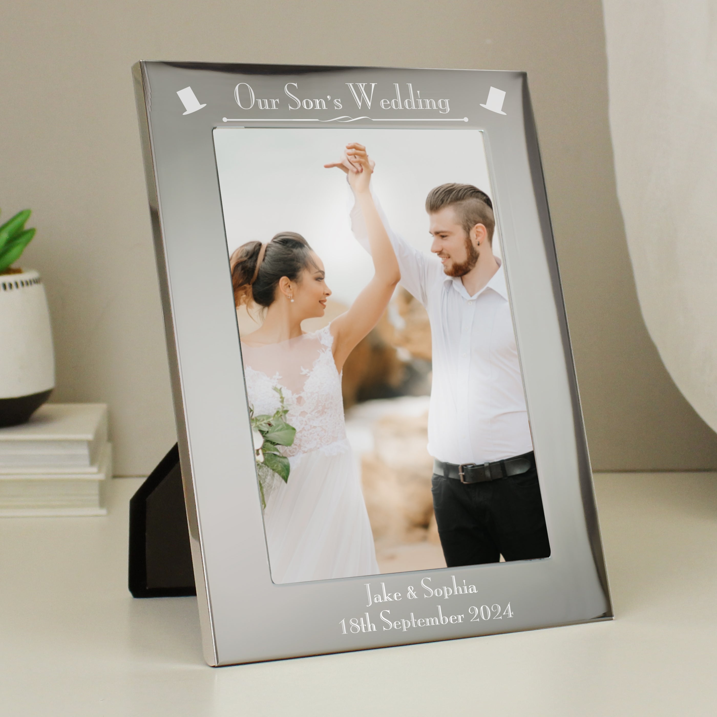 Personalised Silver 5x7 Decorative Our Sons Wedding Photo Frame from Heartfelt Gifts