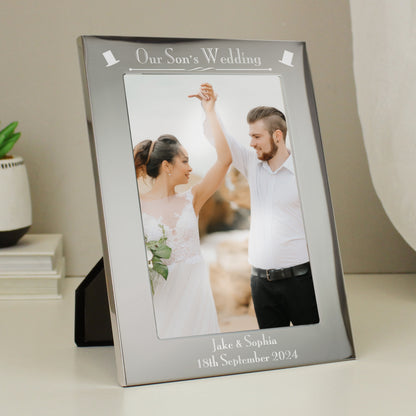 Personalised Silver 5x7 Decorative Our Sons Wedding Photo Frame from Heartfelt Gifts