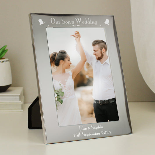 Personalised Silver 5x7 Decorative Our Sons Wedding Photo Frame from Heartfelt Gifts