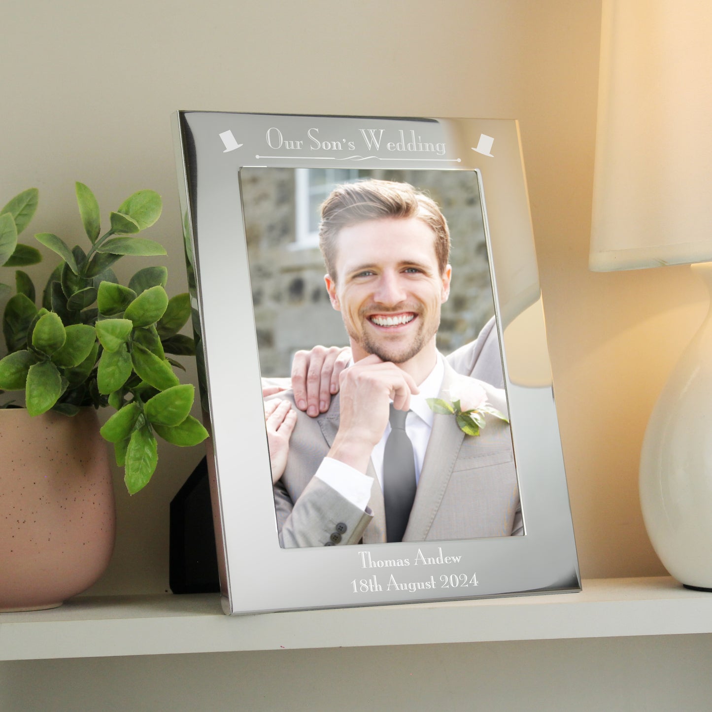 Personalised Silver 5x7 Decorative Our Sons Wedding Photo Frame - image 2