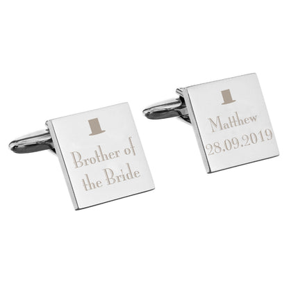 Personalised Decorative Wedding Any Role Square Cufflinks - image 2