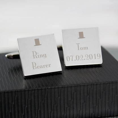 Personalised Decorative Wedding Any Role Square Cufflinks - image 4
