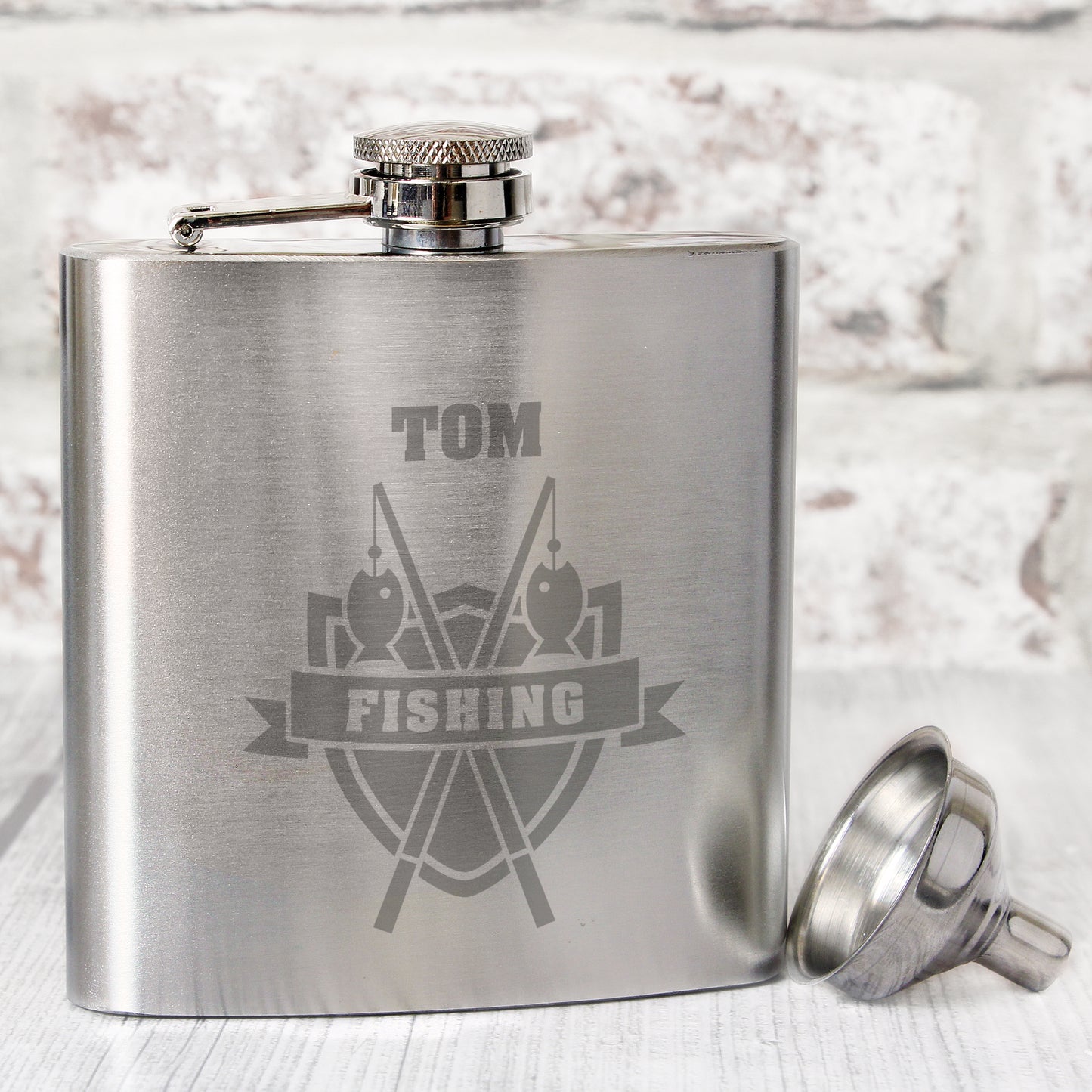 Personalised Fishing Crest Hip Flask from Heartfelt Gifts