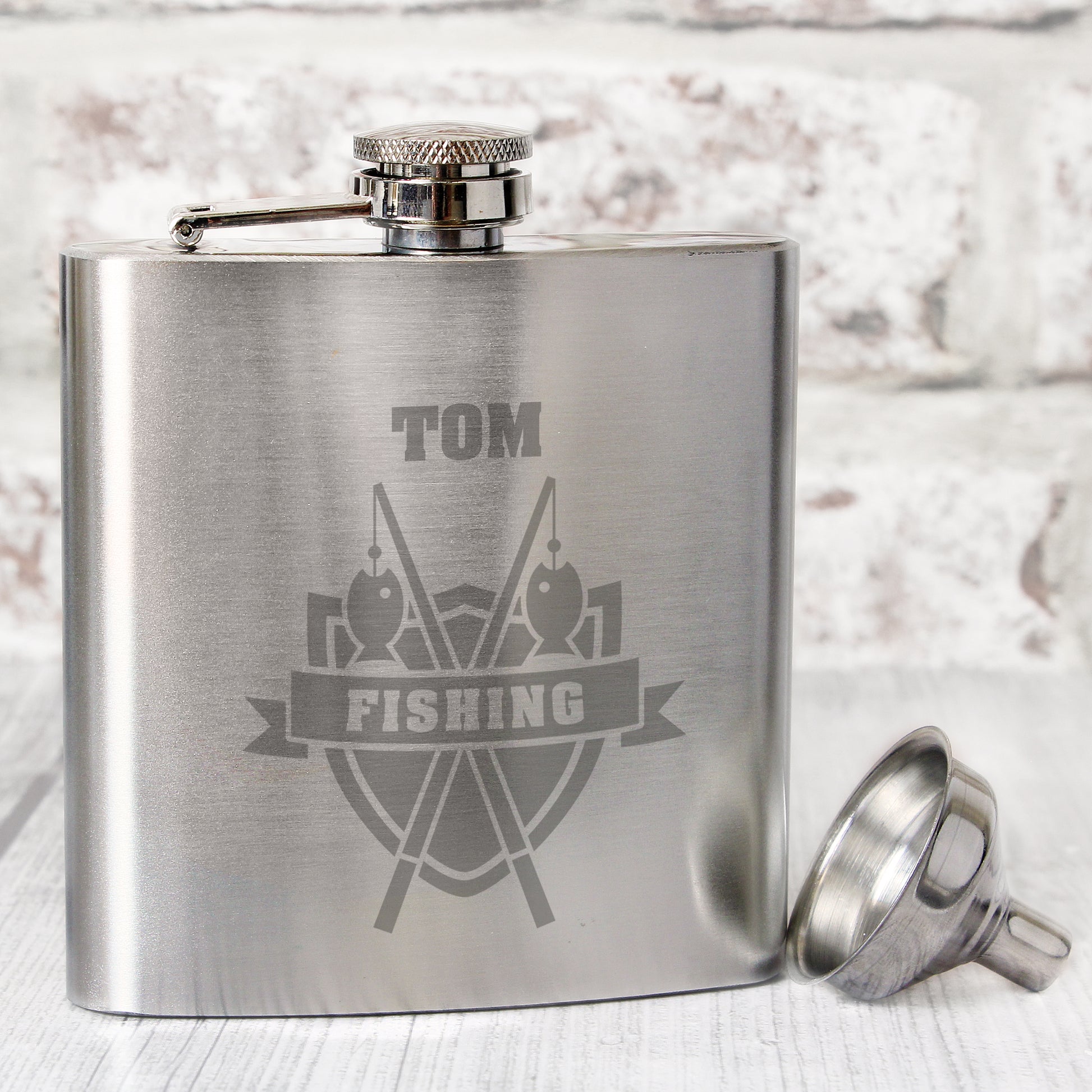 Personalised Fishing Crest Hip Flask from Heartfelt Gifts