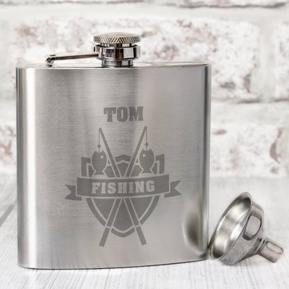 Personalised Fishing Crest Hip Flask from Heartfelt Gifts