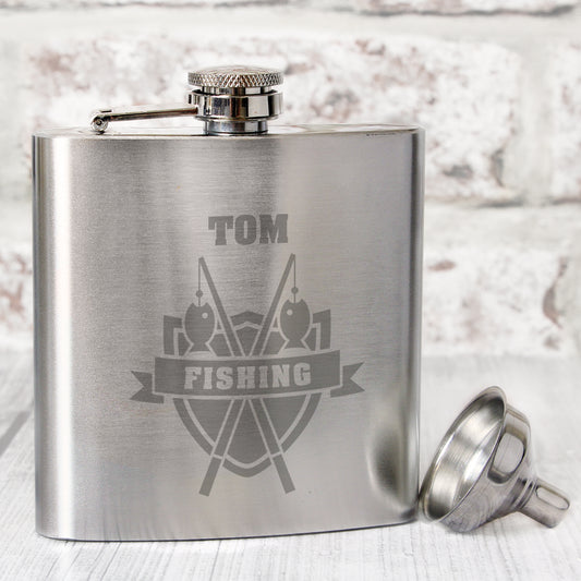 Personalised Fishing Crest Hip Flask from Heartfelt Gifts