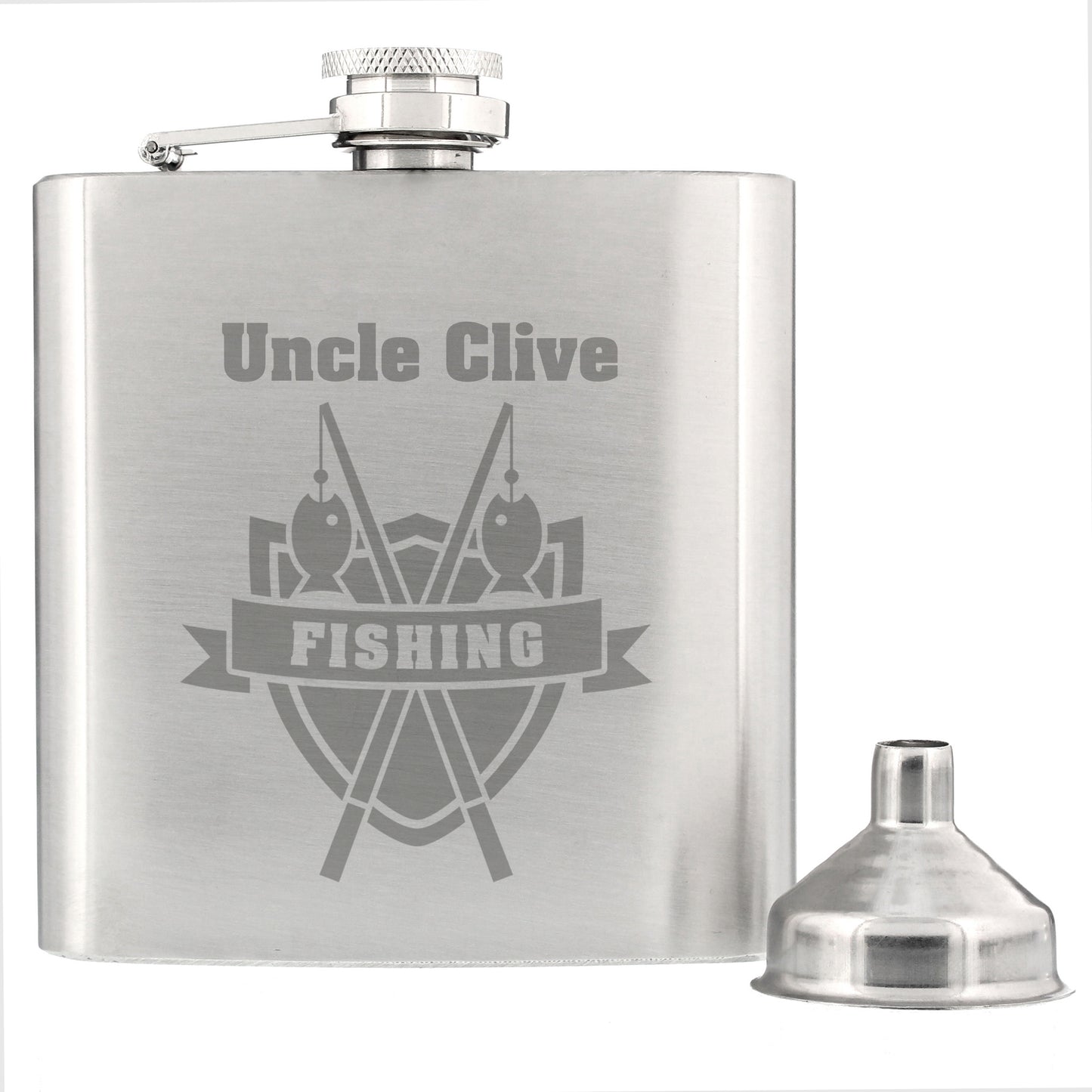 Personalised Fishing Crest Hip Flask - image 3