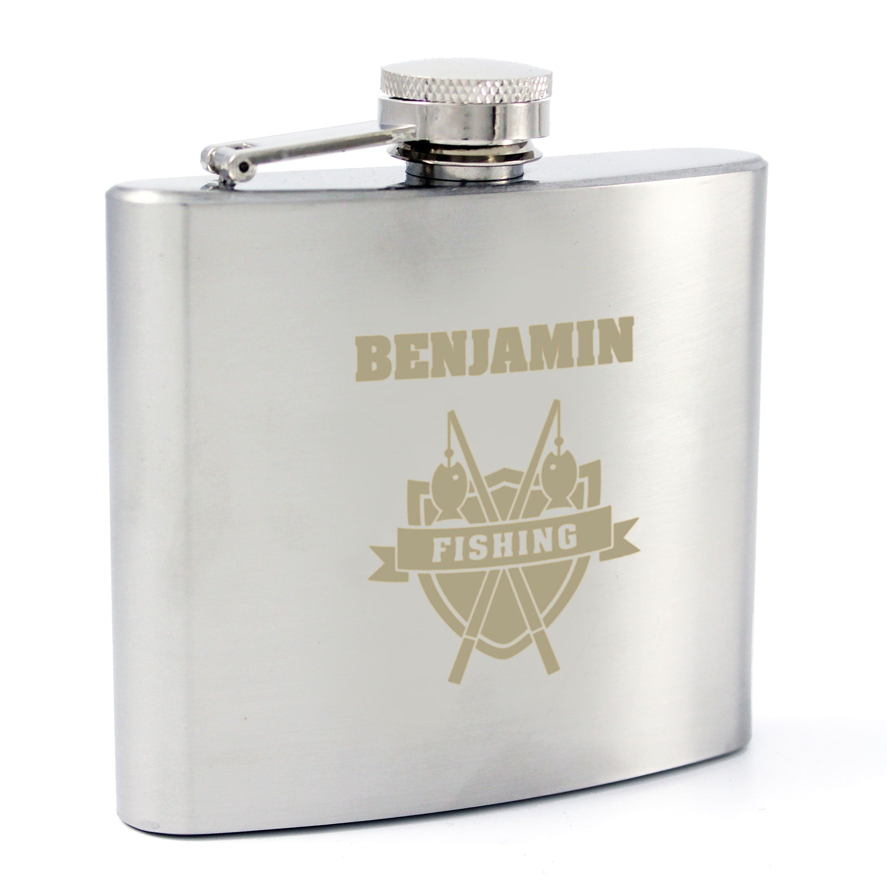Personalised Fishing Crest Hip Flask - image 4