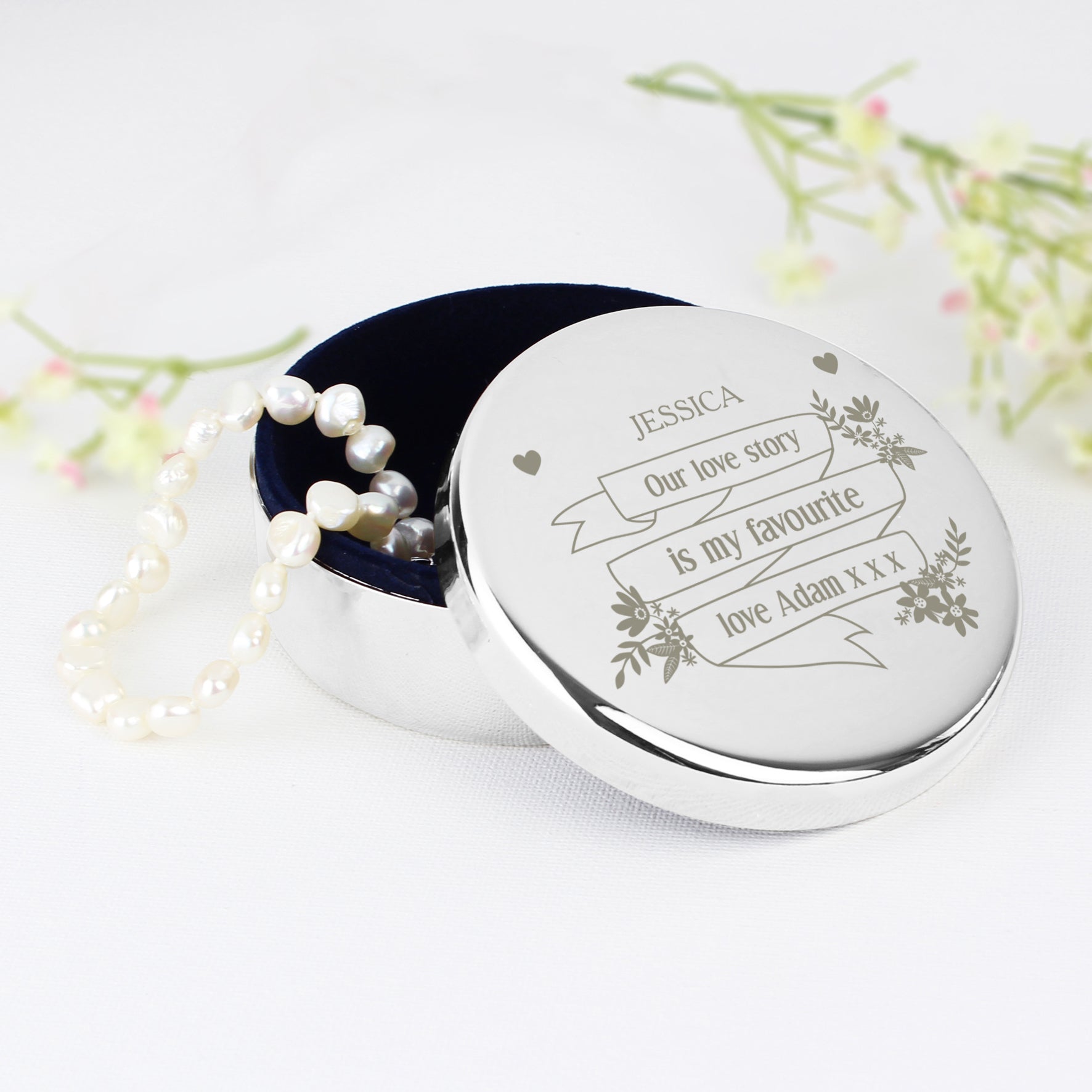 Personalised Garden Bloom Round Trinket Box - image 4