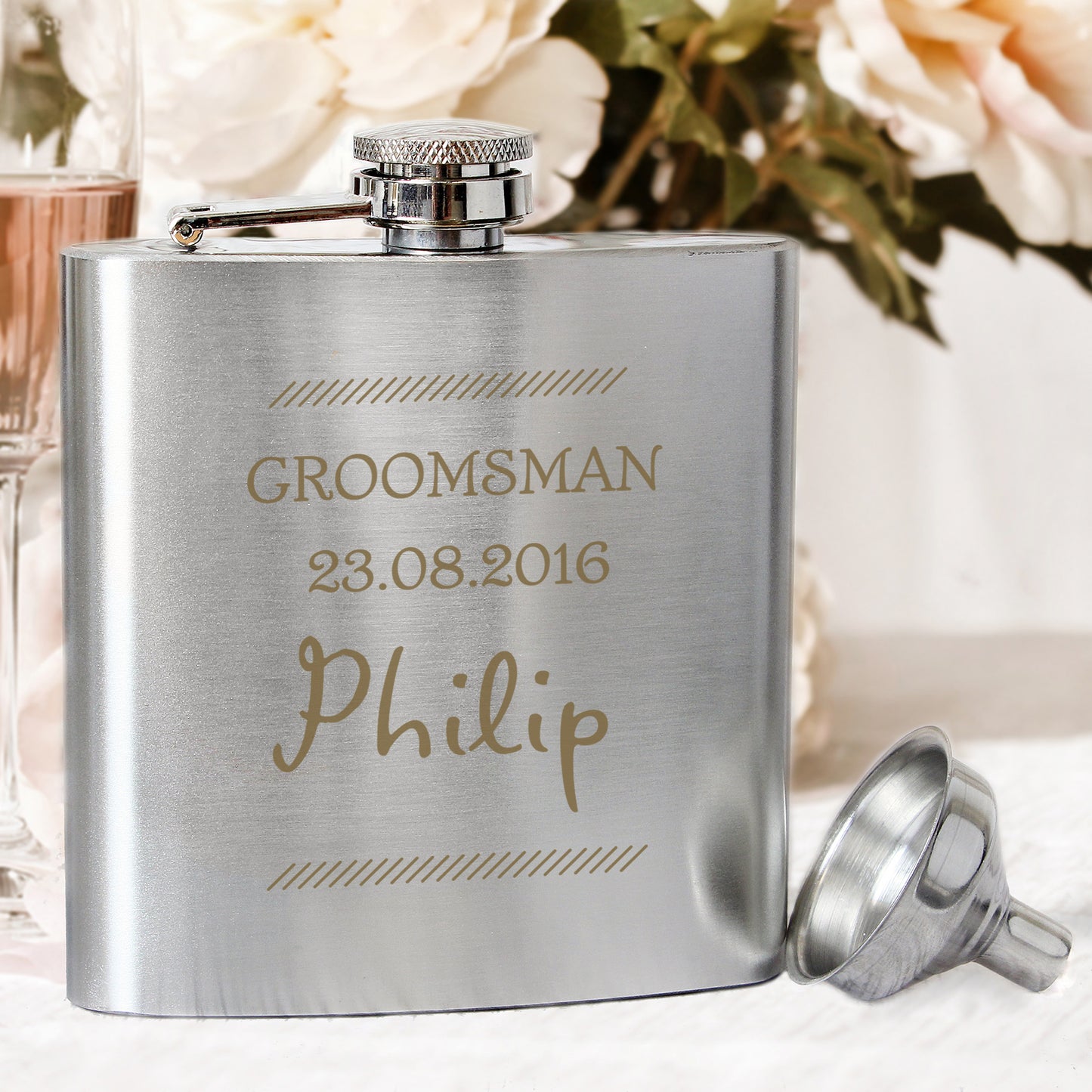 Personalised Classic Stainless Steel Hip Flask - image 5