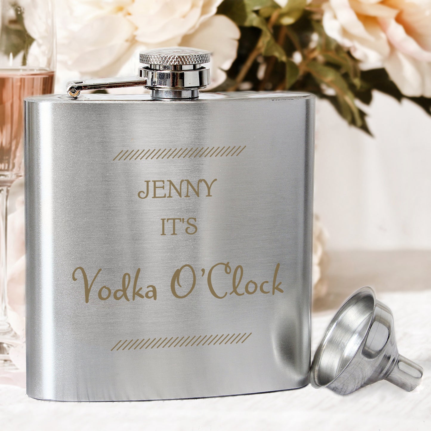 Personalised Classic Stainless Steel Hip Flask - image 8